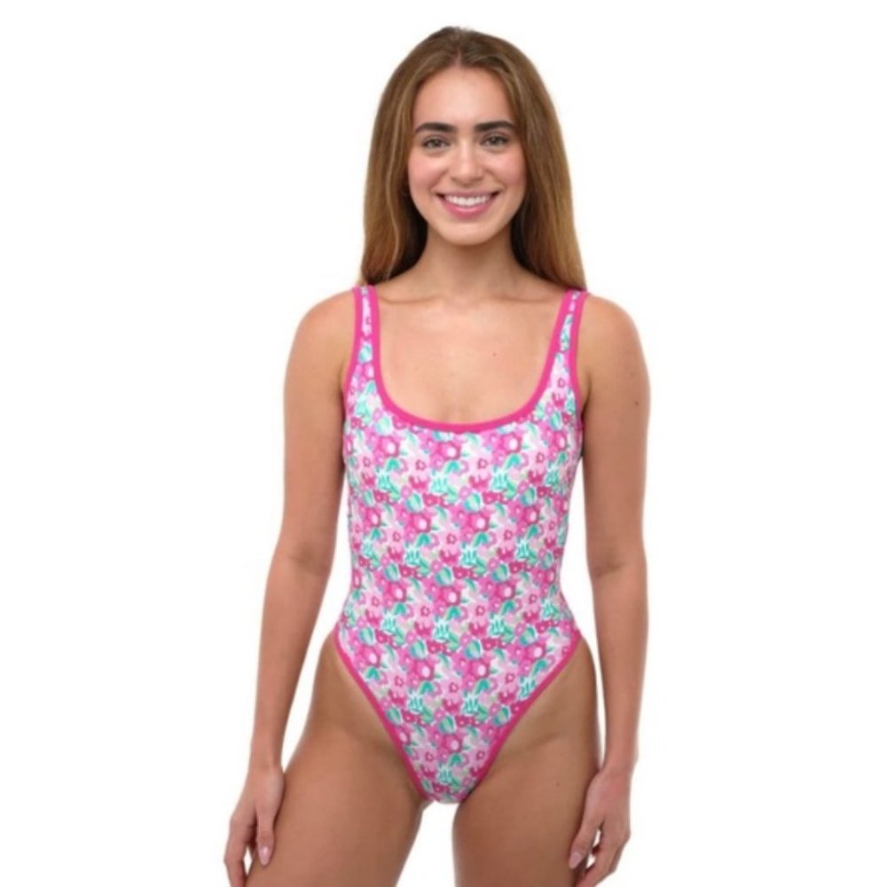 93 Play Street PIPER Raspberry Jam 80s Cut High Leg One Piece